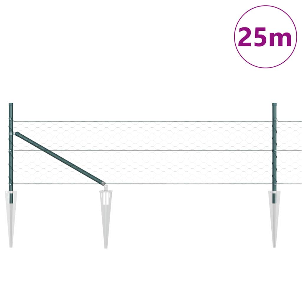 Svweiende trådgjerde med spisser 25 x 0,5 m (B x H)