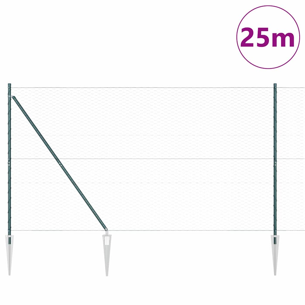 Svweiende trådgjerde med spisser 25 x 1,5 m (B x H)