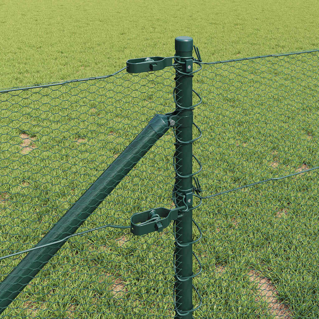 Sekskantet gjerde med post 50 x 0,8 m PVC-belagt stål Grønn