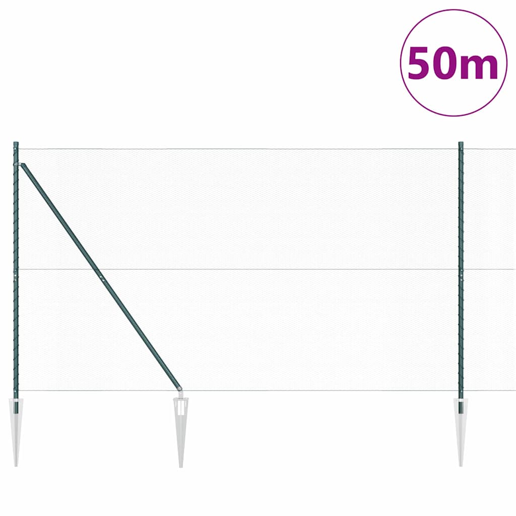 Sekskantet gjerde med post 50 x 1,6 m PVC-belagt stål Grønn