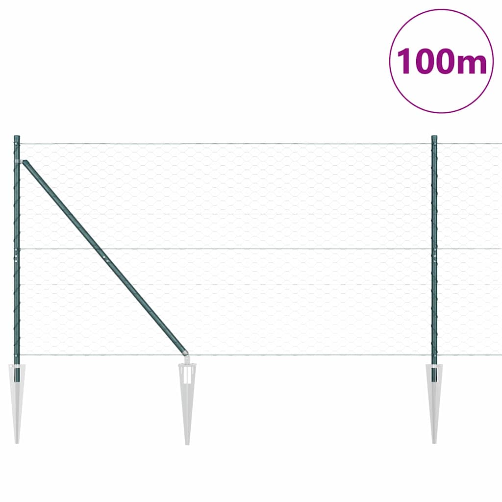 Svweiende trådgjerde med spisser 100 x 1,4 m (B x H)