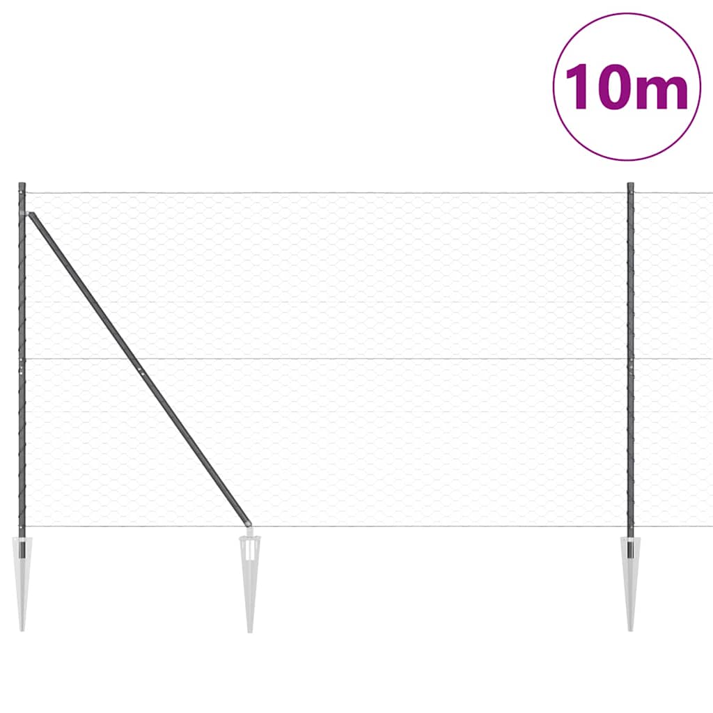 Svweiende trådgjerde med spisser 10 x 1,5 m (B x H)