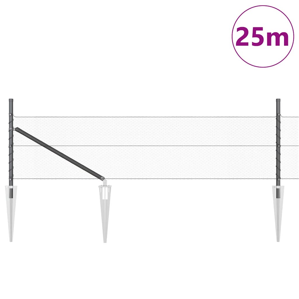 Svweiende trådgjerde med spisser 25 x 0,4 m (B x H)