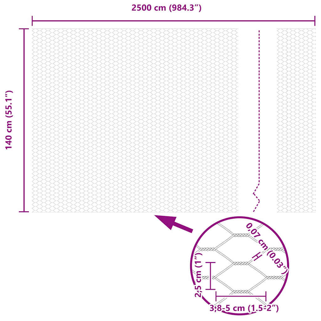 Svweiende trådgjerde med spisser 25 x 1,4 m (B x H)