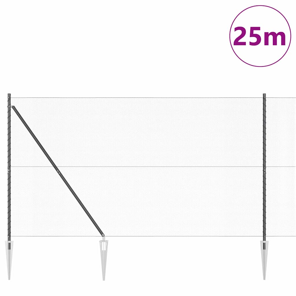 Svweiende trådgjerde med spisser 25 x 1,5 m (B x H)