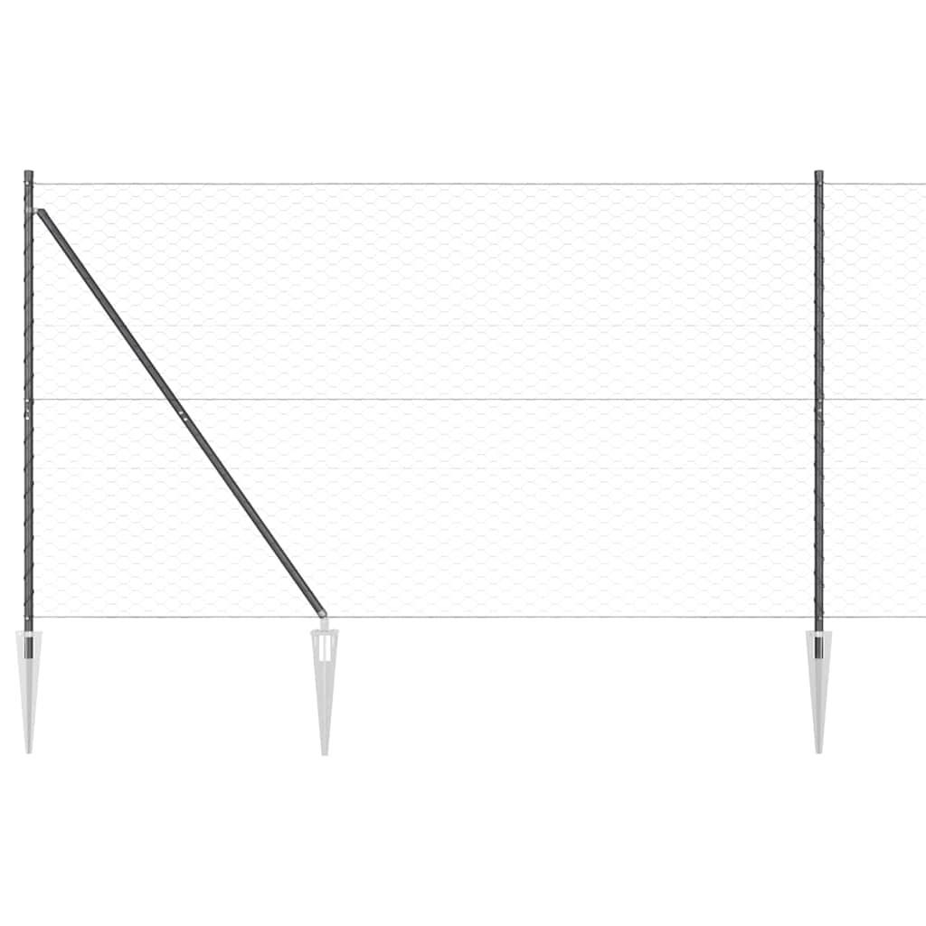 Svweiende trådgjerde med spisser 25 x 1,5 m (B x H)