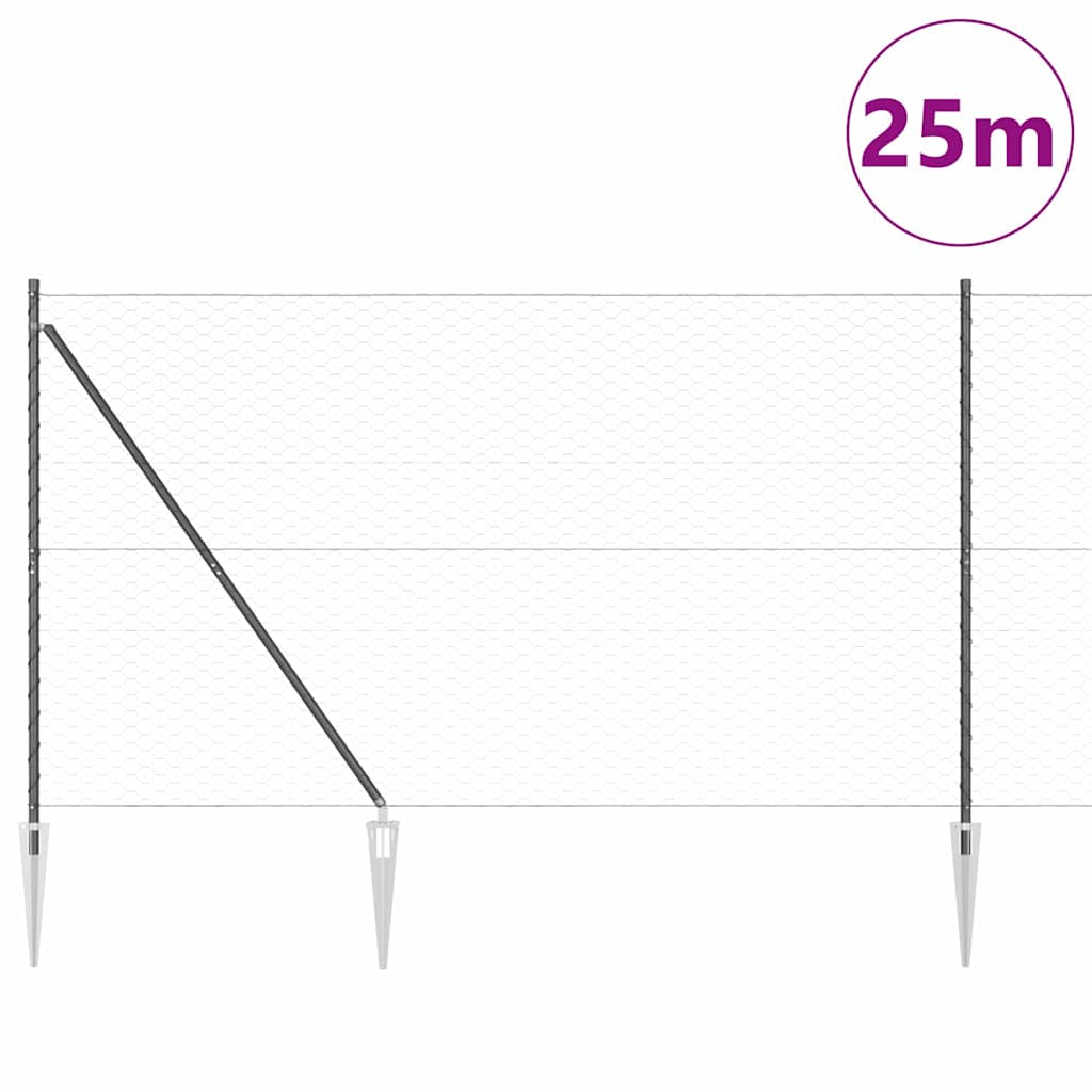 Svweiende trådgjerde med spisser 25 x 1,5 m (B x H)