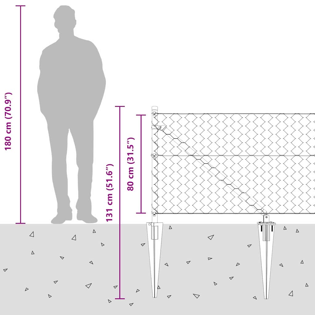 Sekskantet gjerde med post 50 x 0,8 m PVC-belagt stål Grå Mesh