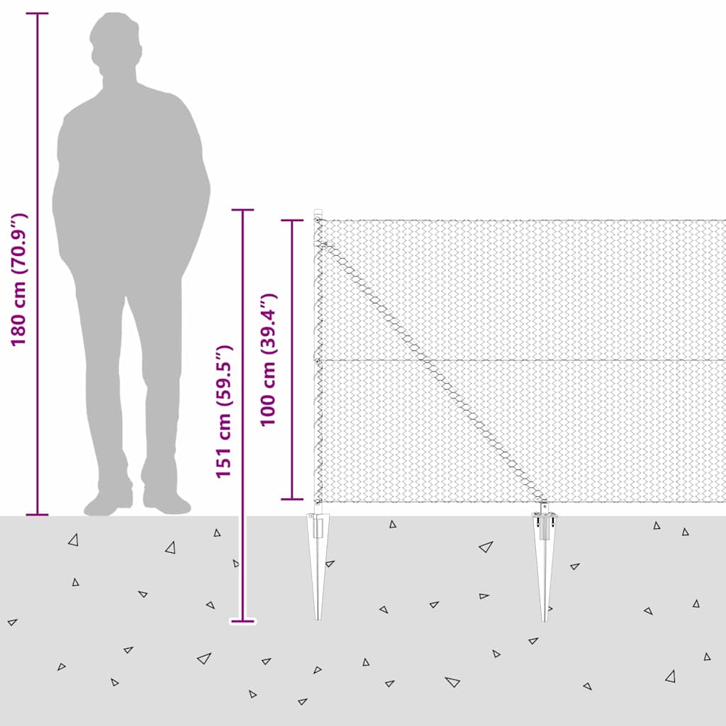 Sekskantet gjerde med post 50 x 1 m PVC-belagt stål Grå Mesh