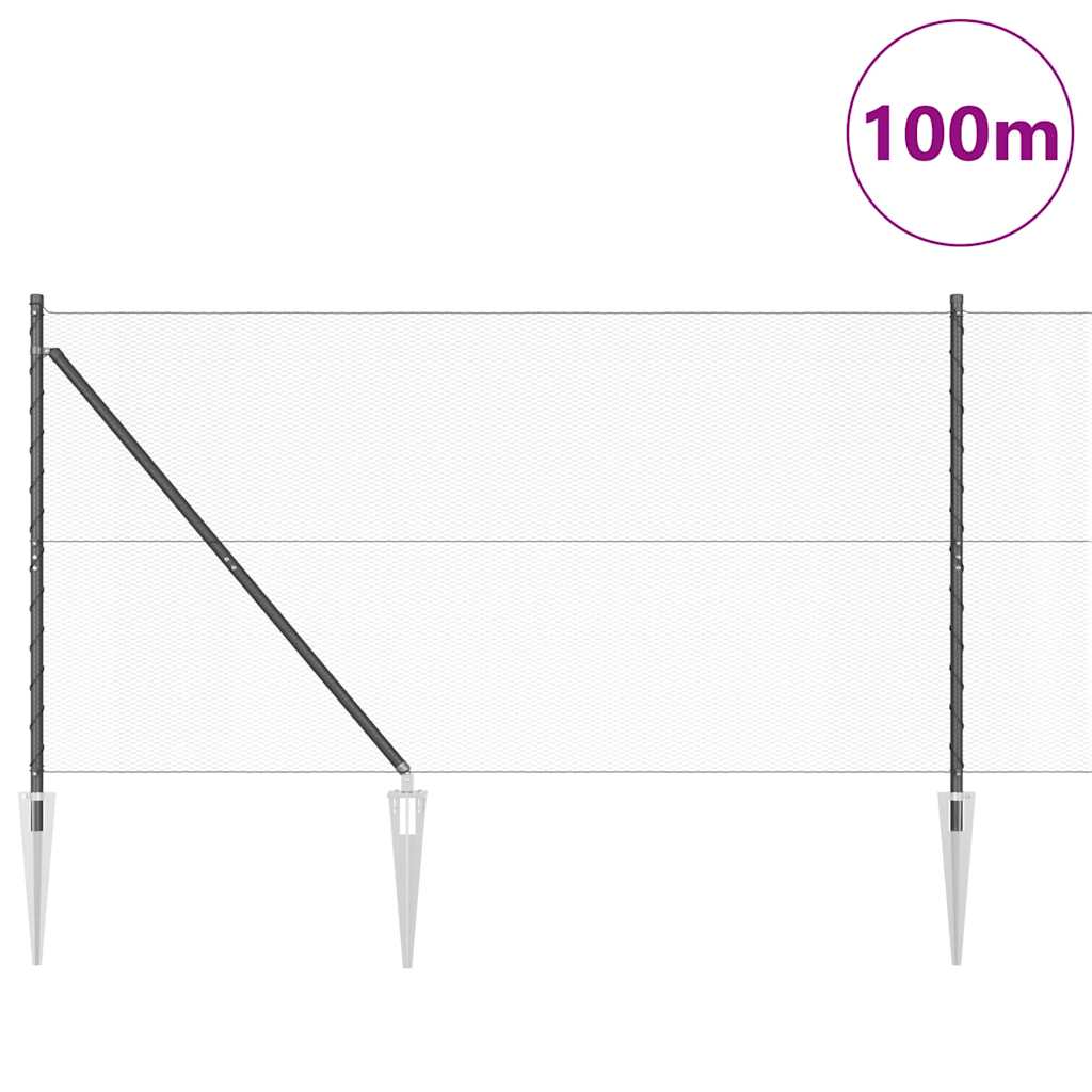 Svweiende trådgjerde med spisser 100 x 1,2 m (B x H)