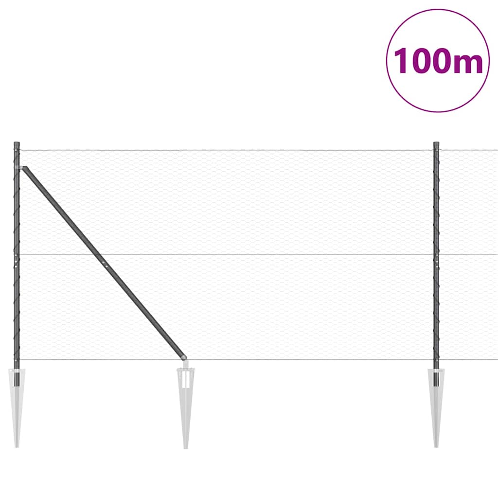 Svweiende trådgjerde med spisser 100 x 1,4 m (B x H)