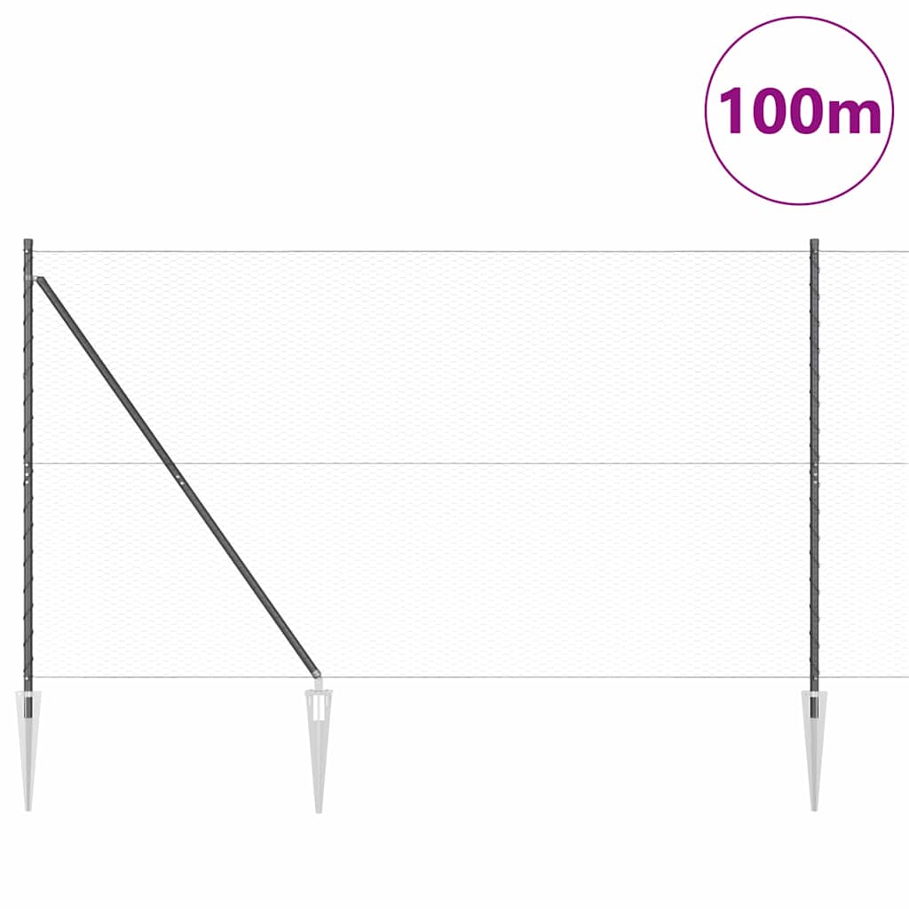 Svweiende trådgjerde med spisser 100 x 1,6 m (B x H)