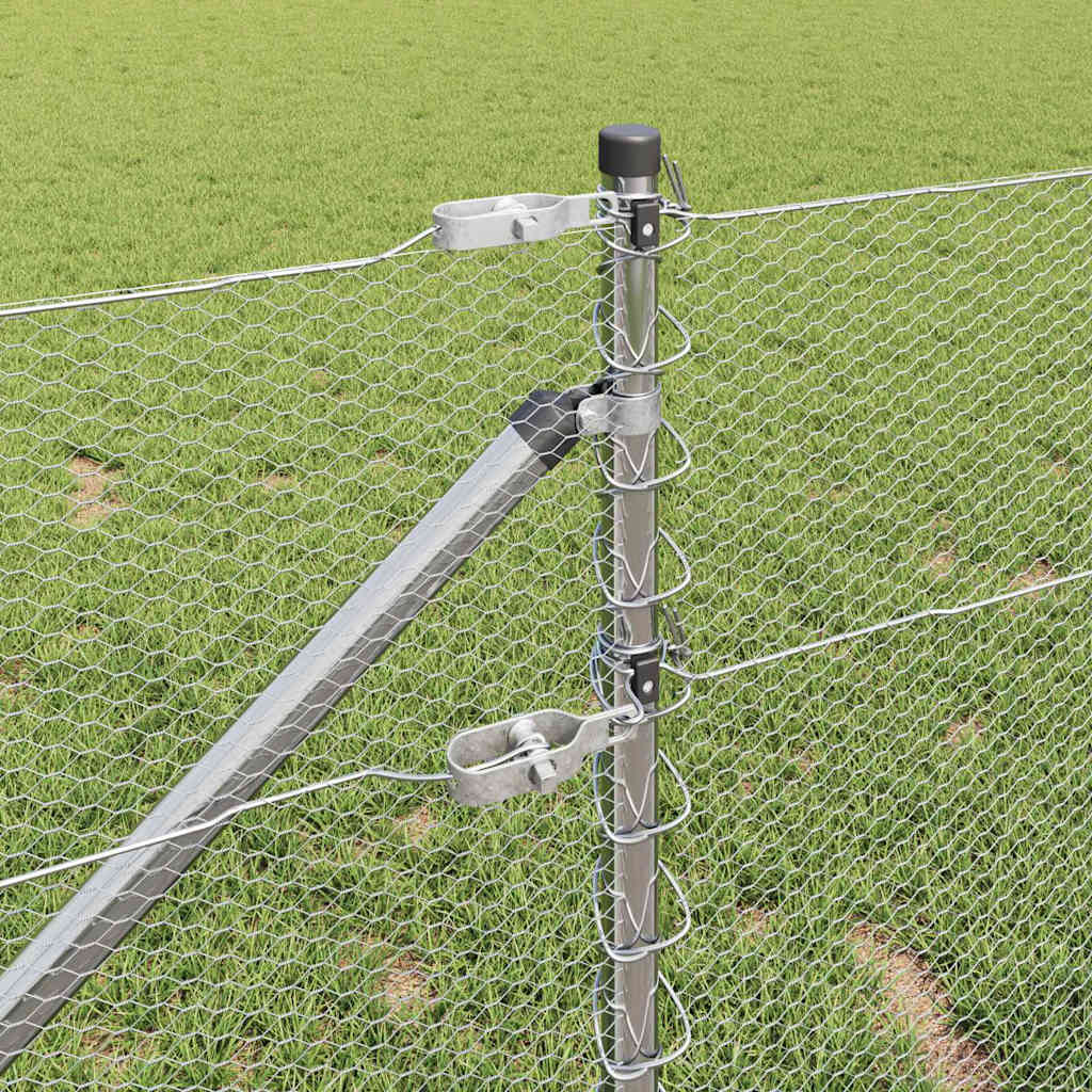 Gjerdepåle sølv 25 x 0,6 m (13 mm netting) Stål vidaXL