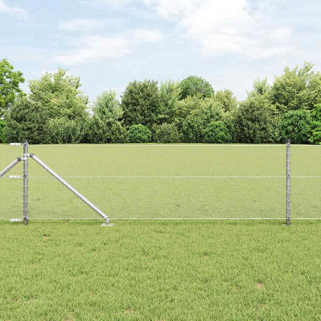 Gjerdepåle sølv 25 x 0,6 m (13 mm netting) Stål vidaXL