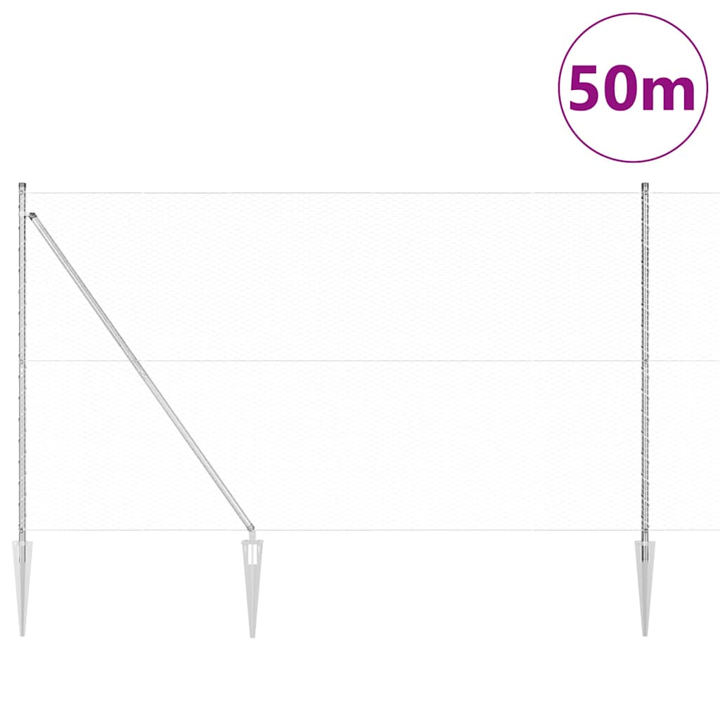 Svweiende trådgjerde med spisser 50 x 1,6 m (B x H)