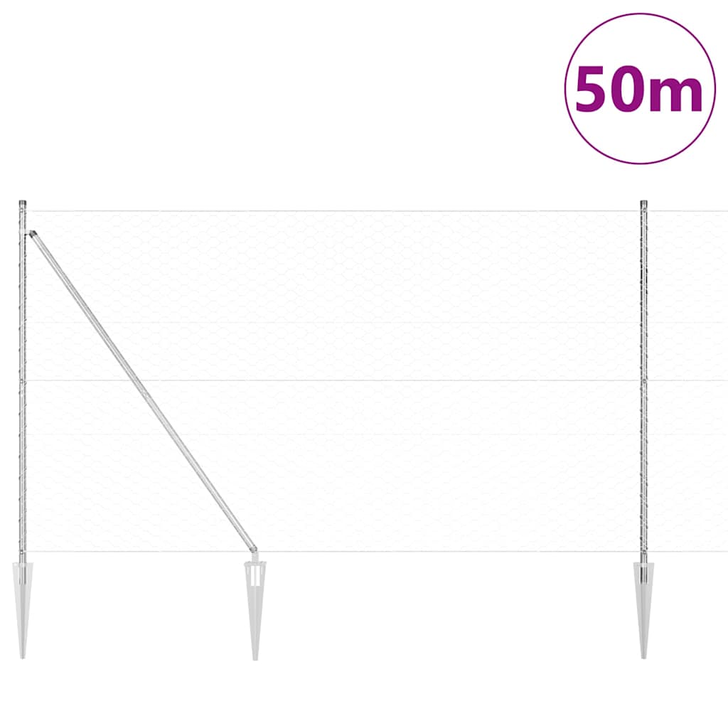 Svweiende trådgjerde med spisser 50 x 1,6 m (B x H)