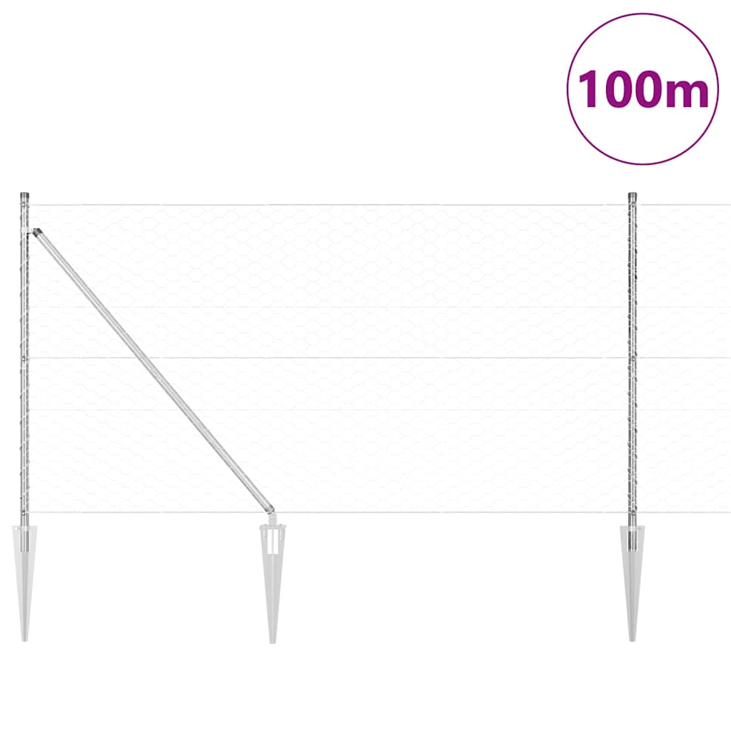 Svweiende trådgjerde med spisser 100 x 1 m (B x H)