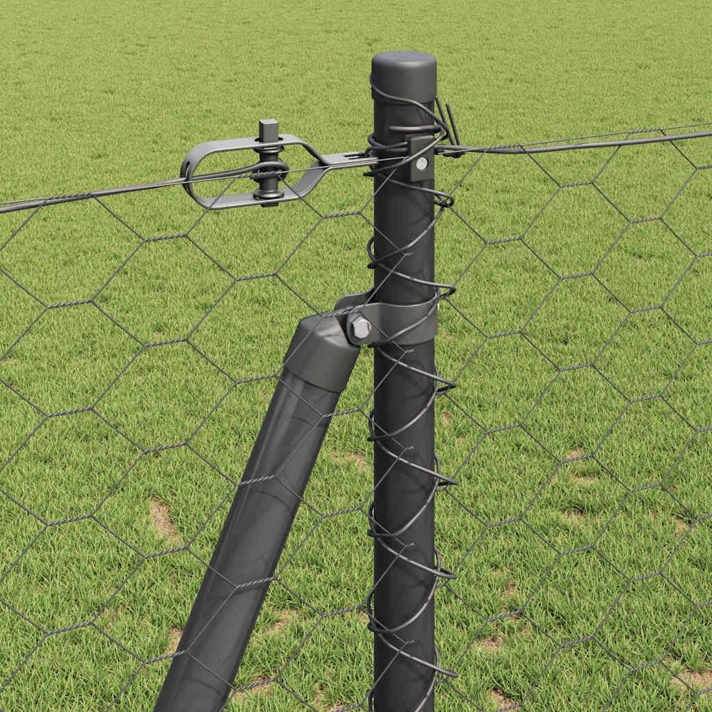 Sekskantet gjerde med betongbase 10 x 1,2 m PVC-belagt stål Grå