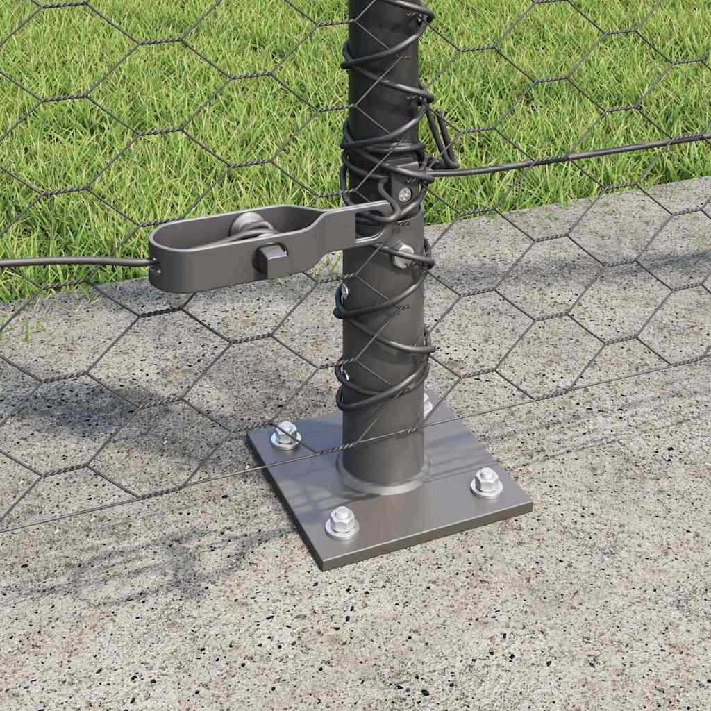 Sekskantet gjerde med betongbase 10 x 1,5 m PVC-belagt stål Grå