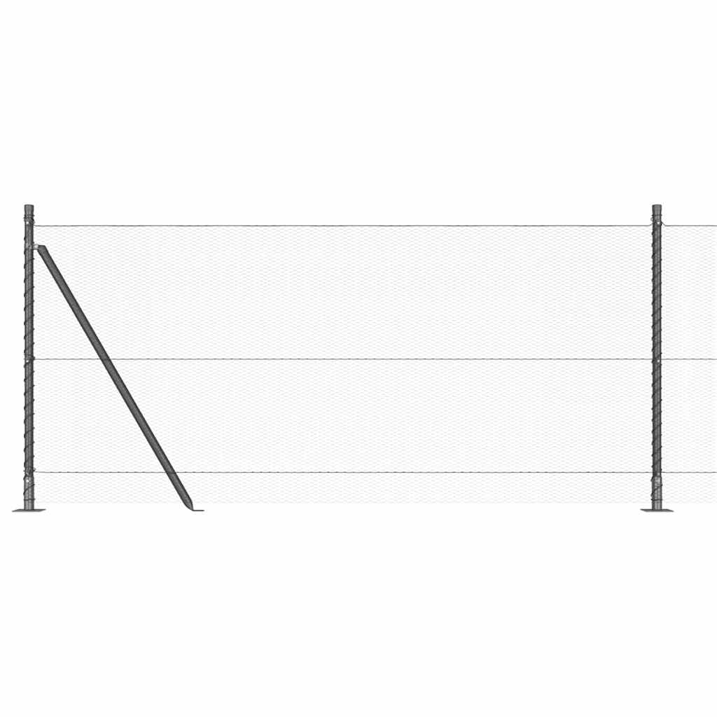 Sekskantet gjerde med betongbase 25 x 0,8 m PVC-belagt stål Grå