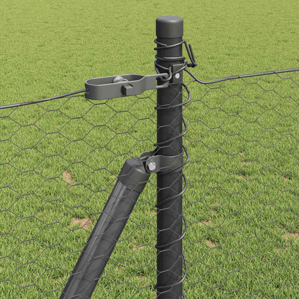 Sekskantet gjerde med betongbase 25 x 0,8 m PVC-belagt stål Grå