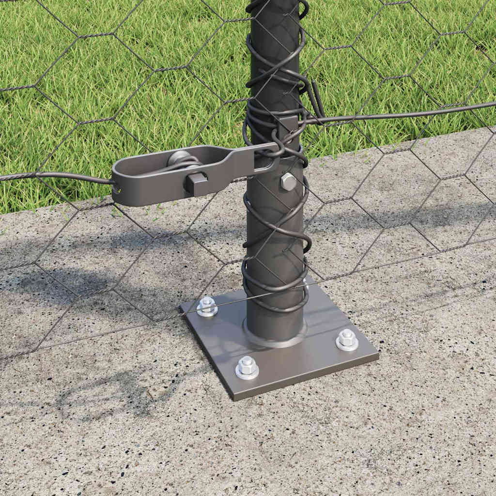 Sekskantet gjerde med betongbase 25 x 1 m PVC-belagt stål Grå