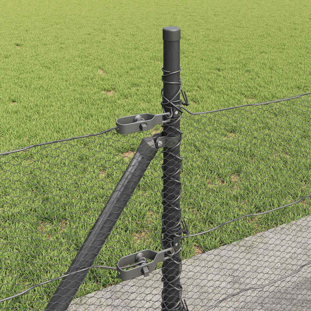 Sekskantet gjerde med betongbase 50 x 0,4 m PVC-belagt stål Grå