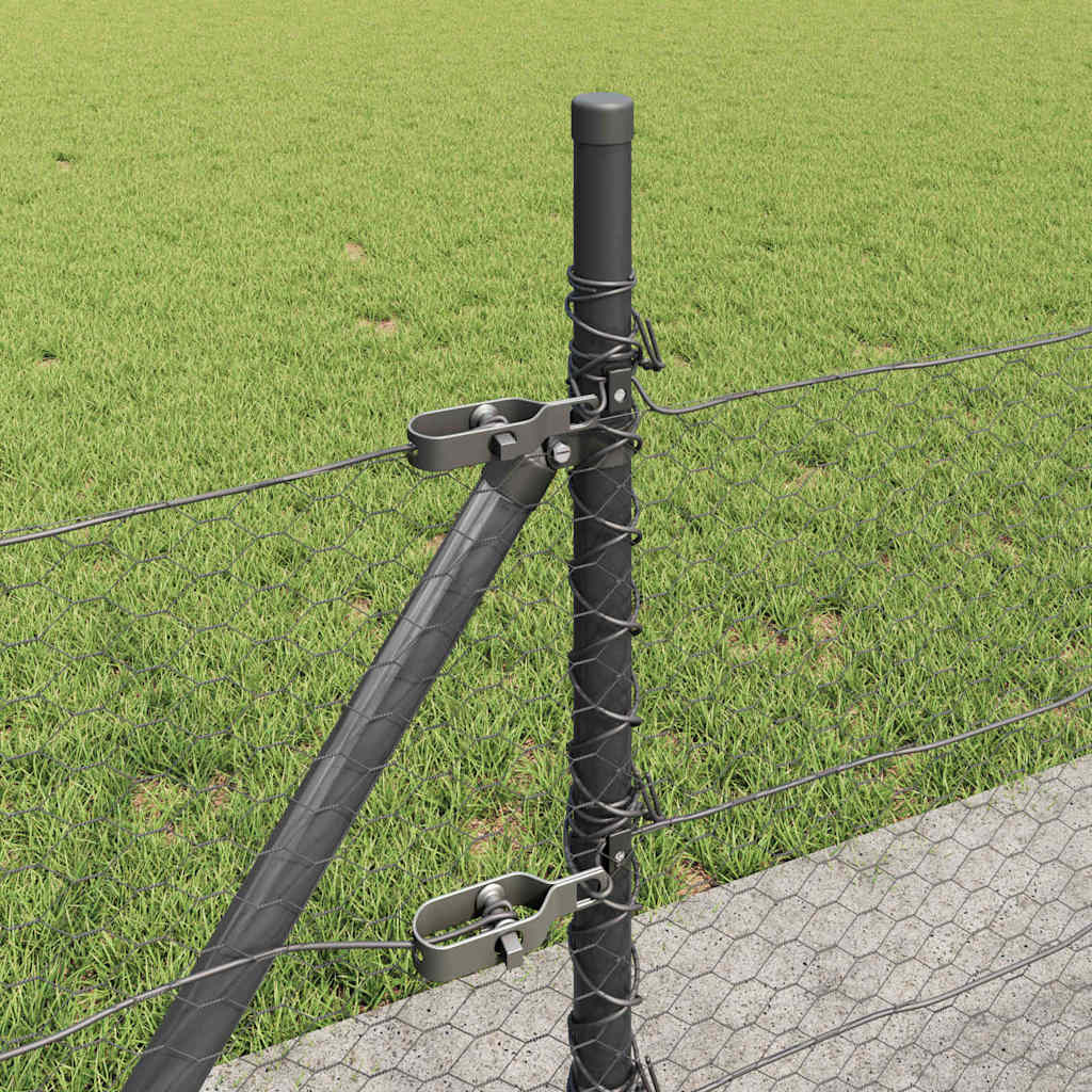 Sekskantet gjerde med betongbase 50 x 0,4 m PVC-belagt stål Grå