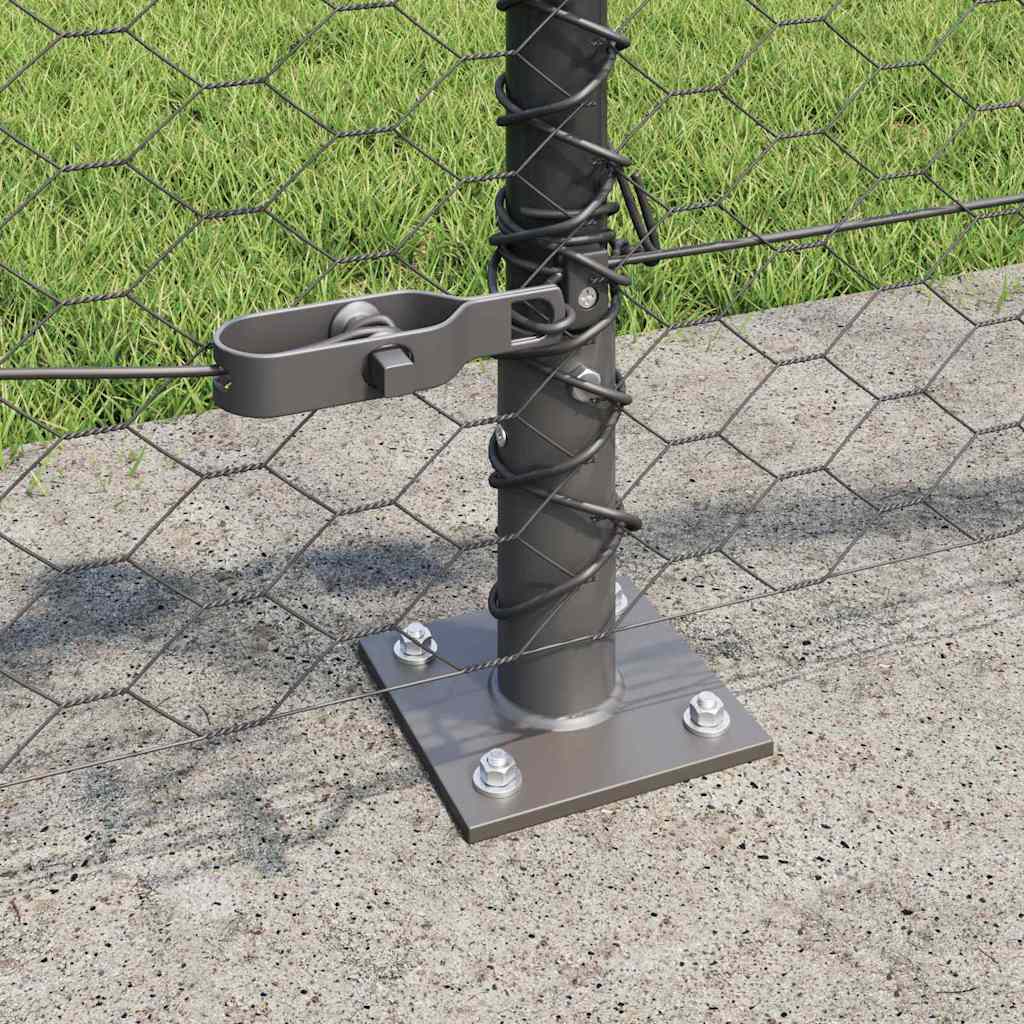 Sekskantet gjerde med betongbase 50 x 0,6 m PVC-belagt stål Grå