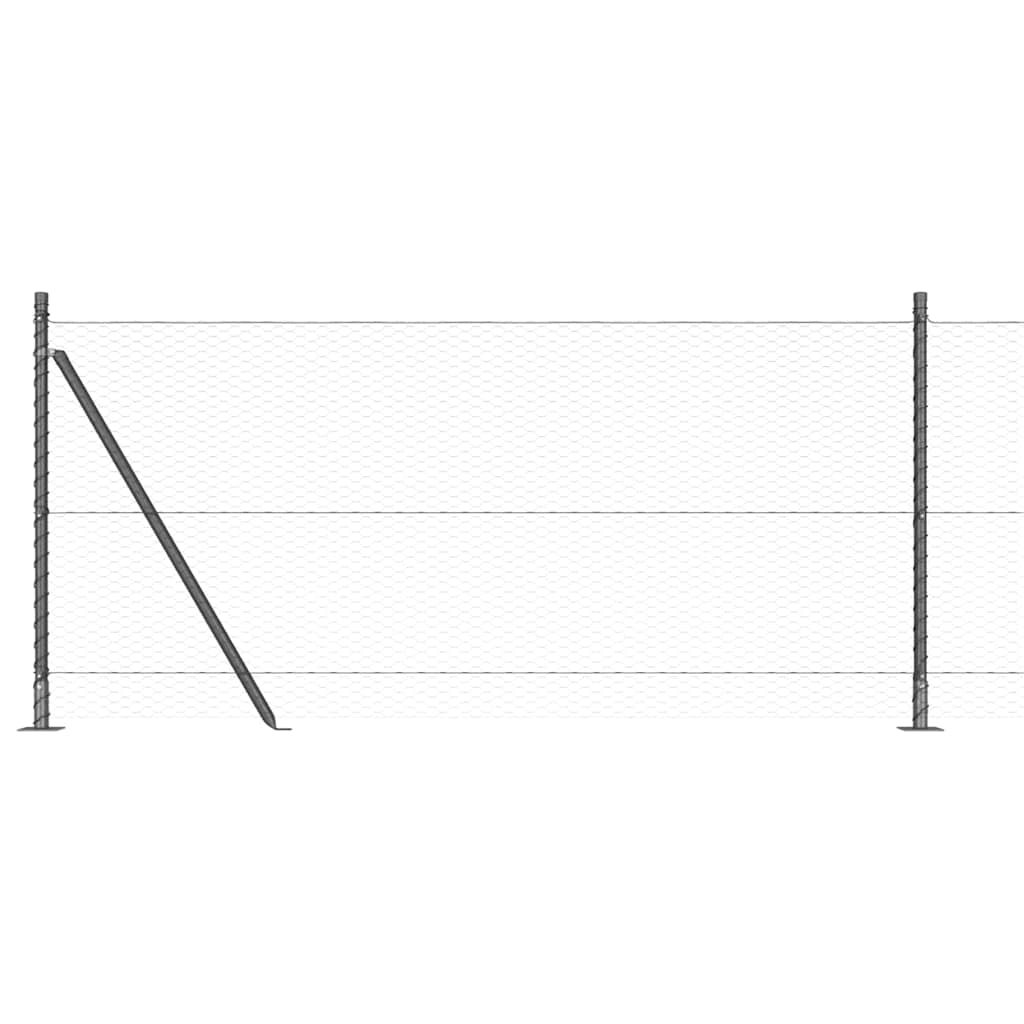 Sekskantet gjerde med betongbase 50 x 1 m PVC-belagt stål Grå