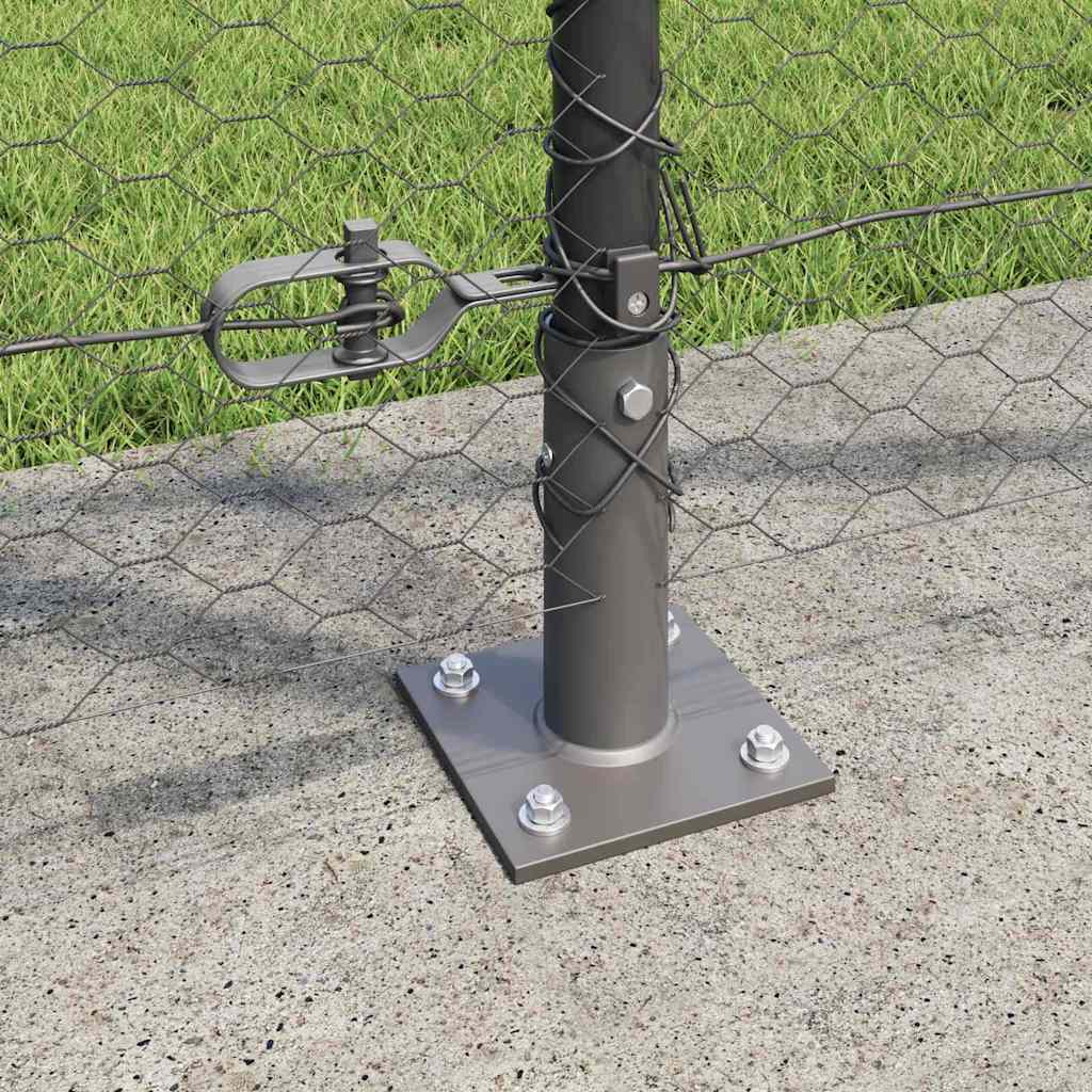 Sekskantet gjerde med betongbase 50 x 1,2 m PVC-belagt stål Grå