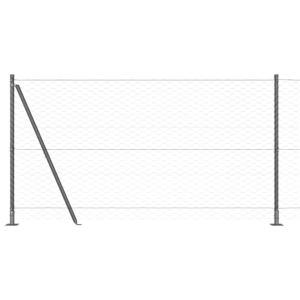 Sekskantet gjerde med betongbase 50 x 1,2 m PVC-belagt stål Grå