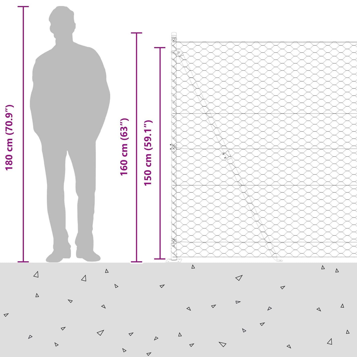 Sveistgjerde med Betongbase 10 x 1,5 m (B x H)