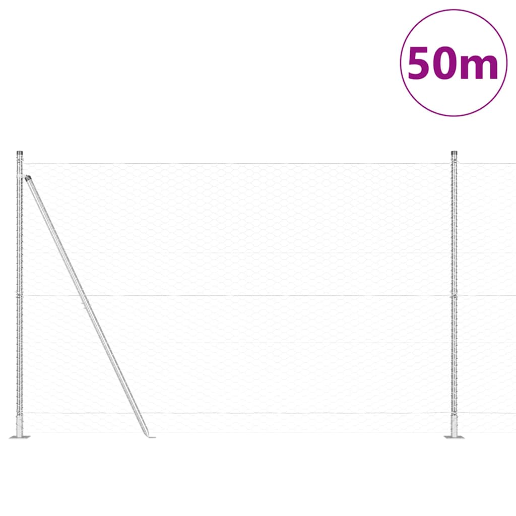 Sekskantet gjerde med betongbase 50 x 1,4 m Galvanisert stål