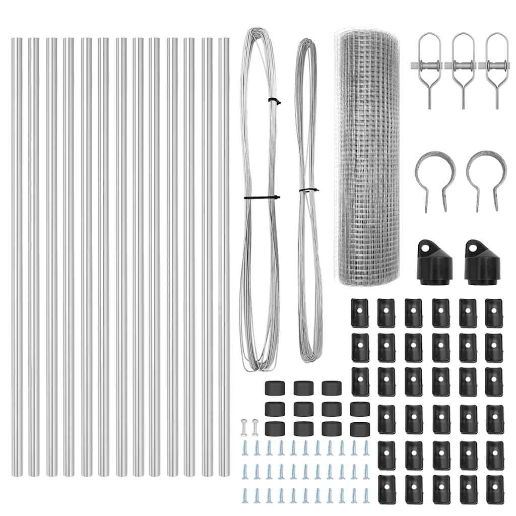 Gjerdepåle sølv 25 x 0,4 m (19 x 19 mm mesh) Stål