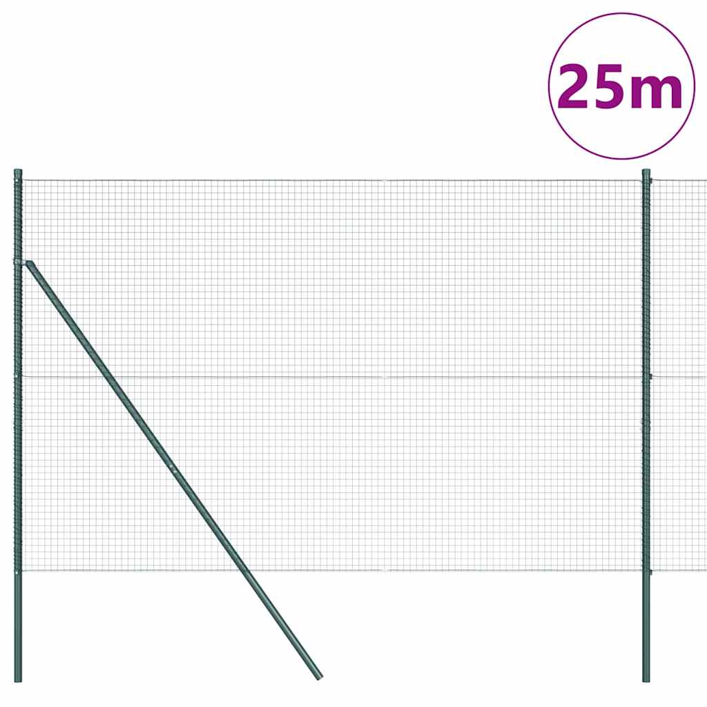 Sveiset trådgjerde for bakken 25 x 1,5 m PVC-belagt stål Grønn