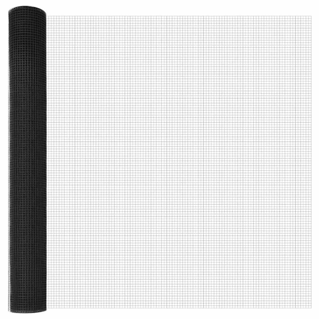 Sveiset trådgjerde for bakken 10 x 1 m PVC-belagt stål Grå Mesh