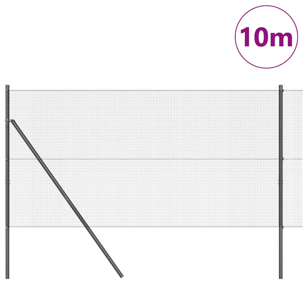 Sveiset trådgjerde for bakken 10 x 1 m PVC-belagt stål Grå Mesh
