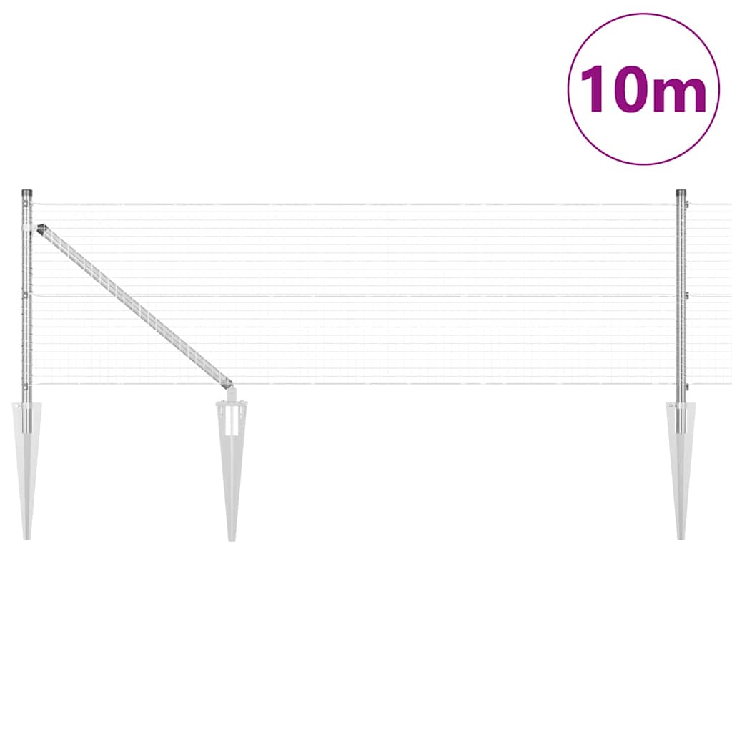 Svweiende trådgjerde med spisser 10 x 0,6 m Galvanisert stål