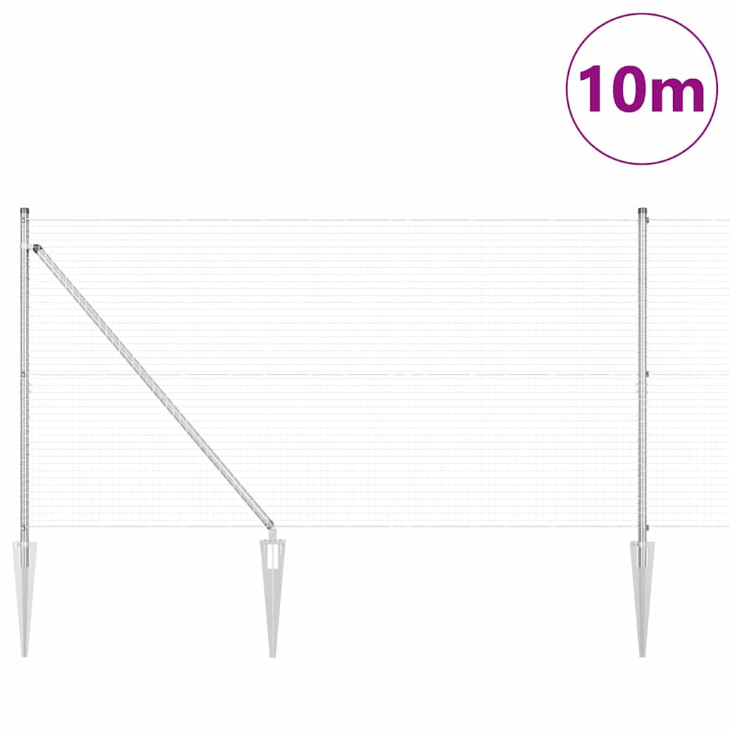 Svweiende trådgjerde med spisser 10 x 0,8 m Galvanisert stål