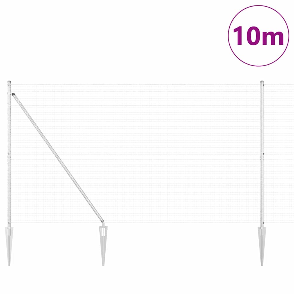 Svweiende trådgjerde med spisser 10 x 1,5 m Galvanisert stål