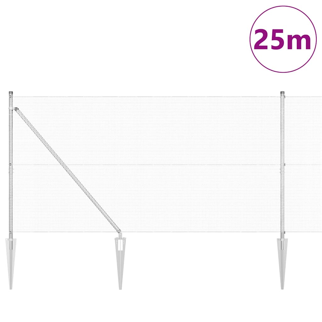 Svweiende trådgjerde med spisser 25 x 1,4 m Galvanisert stål