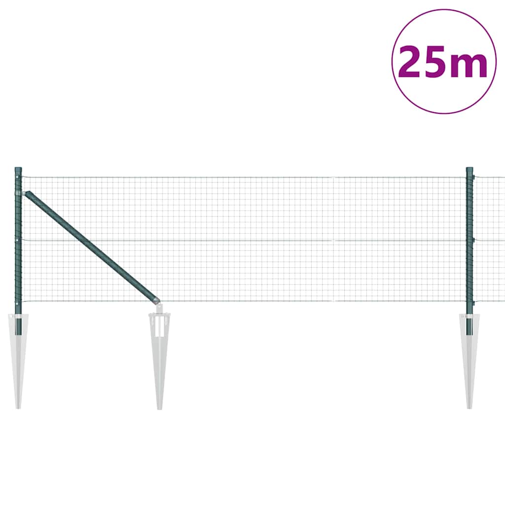 Svweiende trådgjerde med spisser 25 x 0,4 m (B x H)