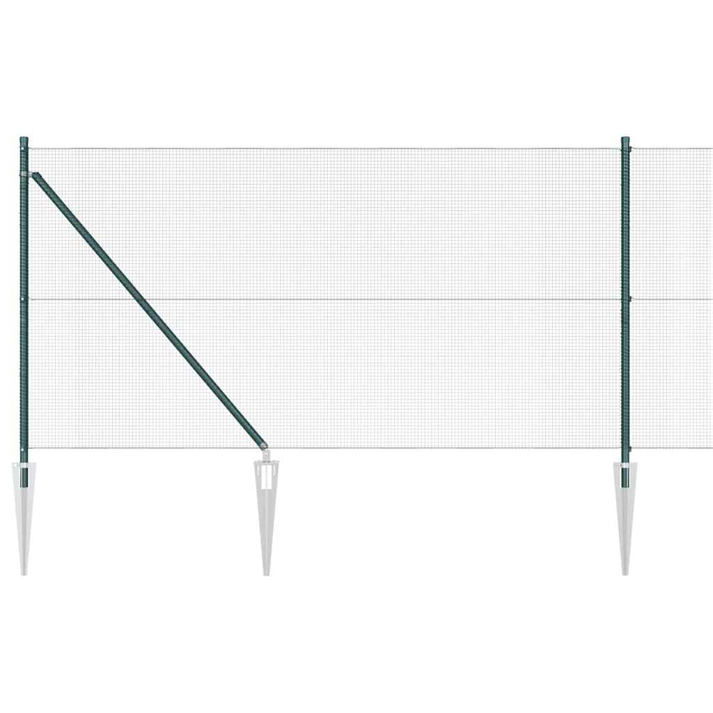 Svweiende trådgjerde med spisser 25 x 1 m PVC-belagt stål Grønn