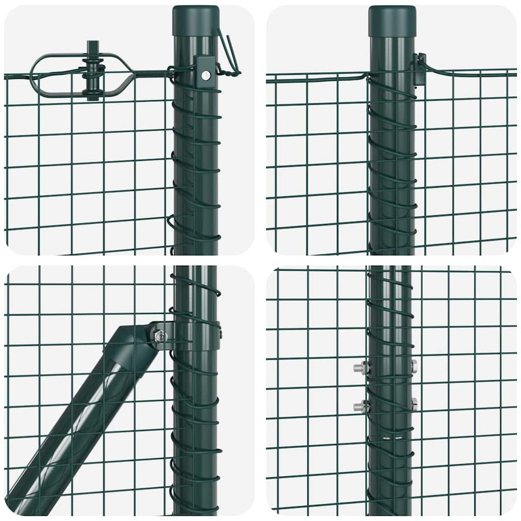 Spike-Installert Sveist Nettgjerde Stål og PVC Grønn Mesh