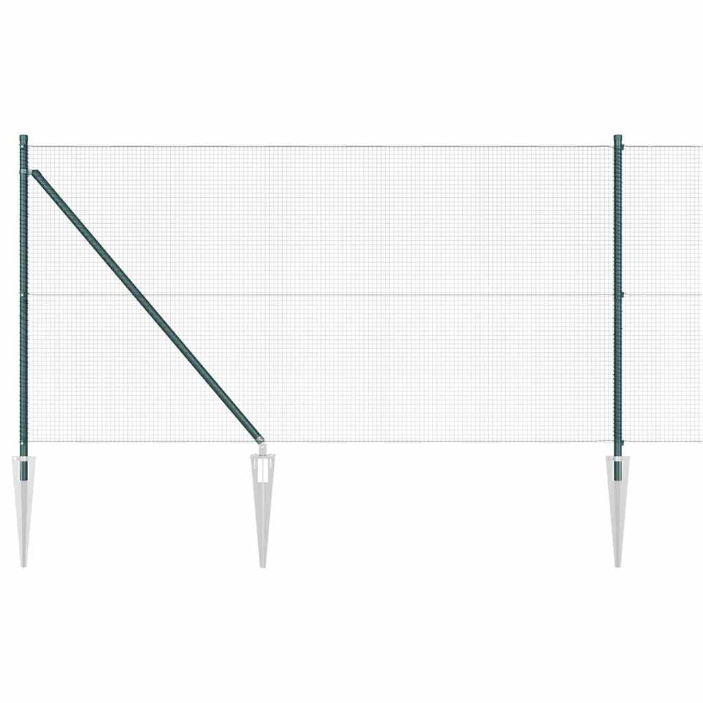 Svweiende trådgjerde med spisser Stål og PVC Grønn Mesh