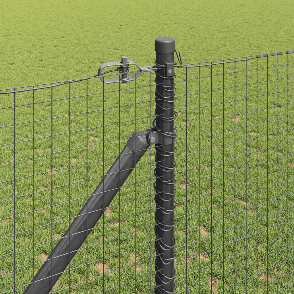 Svweiende trådgjerde med spisser 10 x 1,4 m PVC-belagt stål Grå