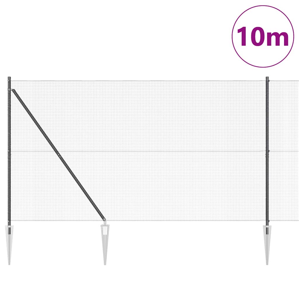 Svweiende trådgjerde med spisser 10 x 1,6 m (B x H)