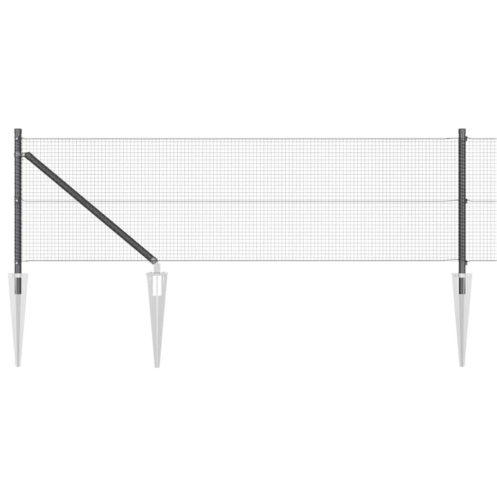 Svweiende trådgjerde med spisser 25 x 0,5 m (B x H)