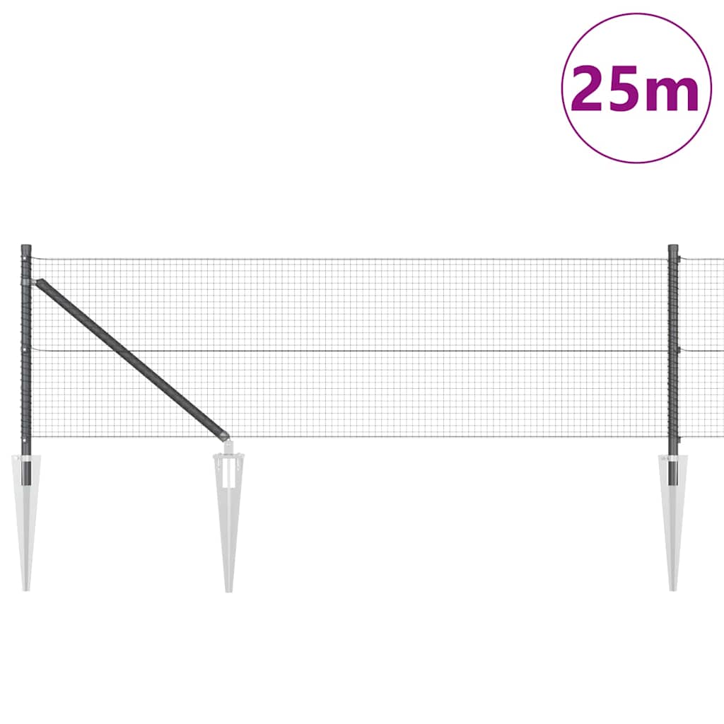 Spike-Installert Sveist Nettgjerde Stål og PVC Grå Mesh